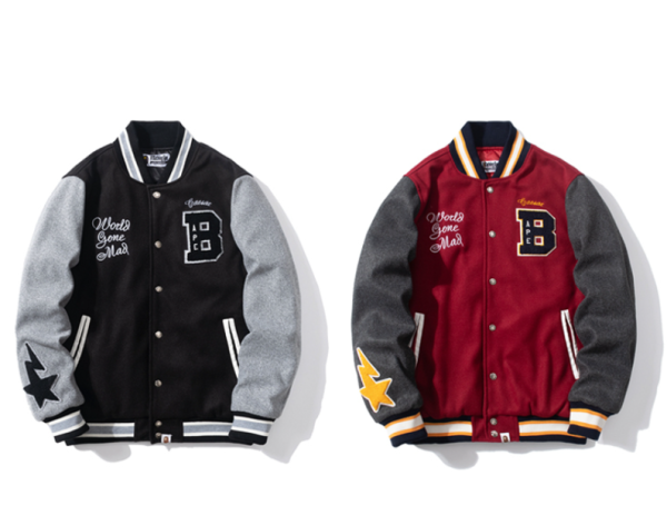 BAPE CREW VARSITY JACKET Black & Red