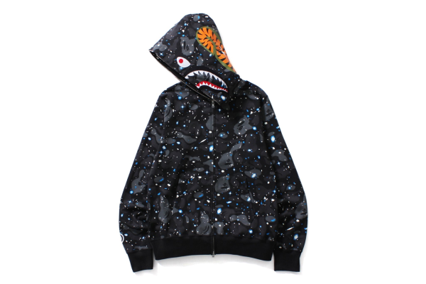 BAPE Space Camo Shark WGM Full-Zip Hoodie Black