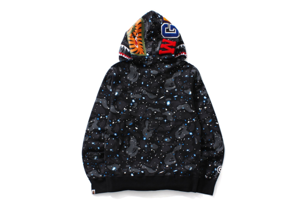 BAPE Space Camo Shark WGM Full-Zip Hoodie Black