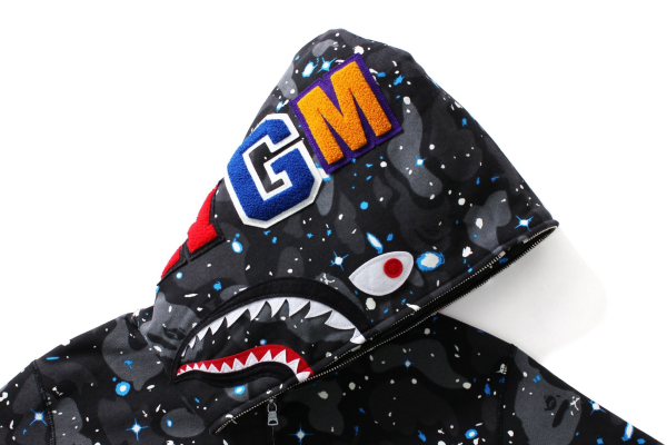 BAPE Space Camo Shark WGM Full-Zip Hoodie Black