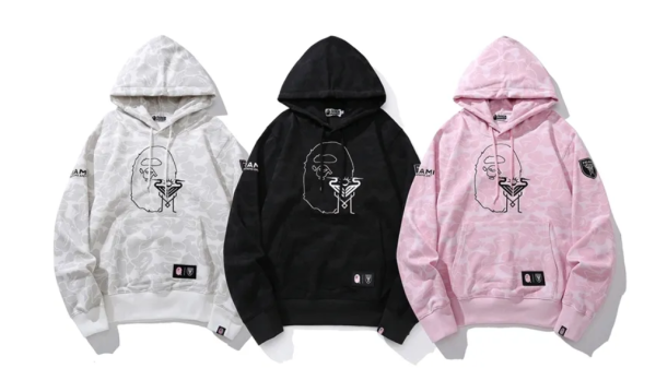 BAPE x Inter Miami CF Camo Pullover Hoodie Pink & Black & White BAPE x Inter Miami CF Camo Pullover Hoodie Pink & Black & White