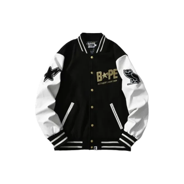 BAPE x OVO Varsity Jacket Cotton Coat Black BAPE x OVO Varsity Jacket Cotton Coat Black