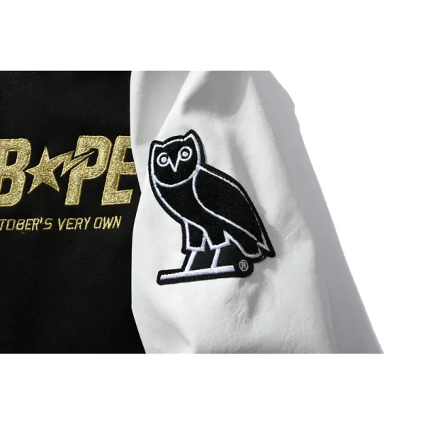 bape_x_ovo_varsity_jacket_cotton_coat_black_1BF196F06F21D BAPE x OVO Varsity Jacket Cotton Coat Black