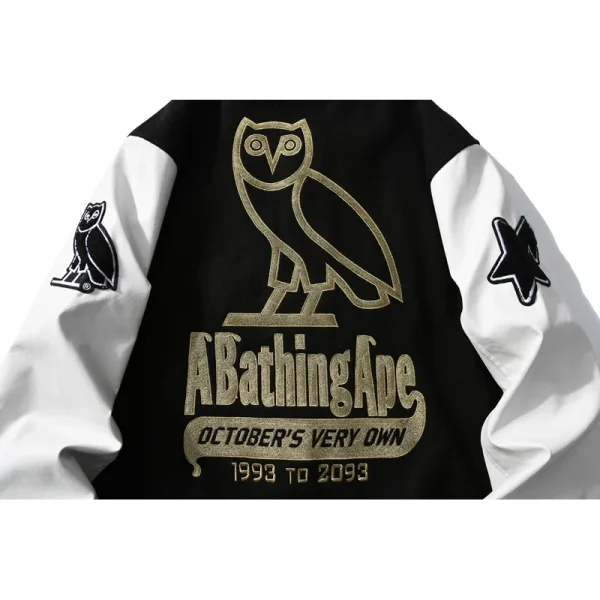 bape_x_ovo_varsity_jacket_cotton_coat_black_1BF196F09E013 BAPE x OVO Varsity Jacket Cotton Coat Black