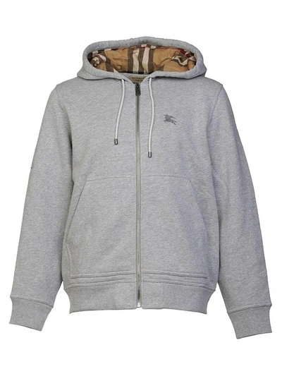 Burberry Embroidered EKD Cotton Blend Hoodie Grey