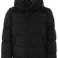 Burberry Hooded Puffer Jacket with Hood Black Burberry Hooded Puffer Jacket with Hood Black