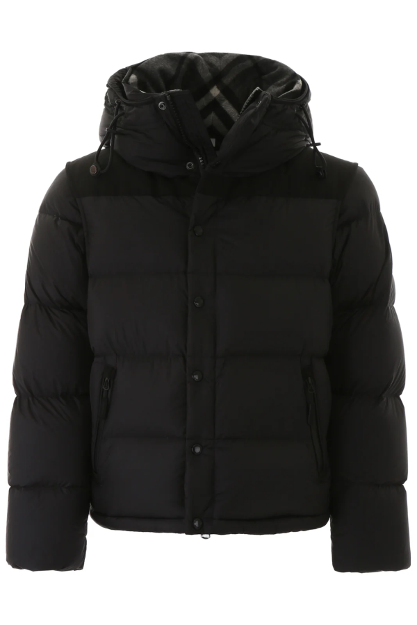 Burberry Hooded Puffer Jacket with Hood Black Burberry Hooded Puffer Jacket with Hood Black