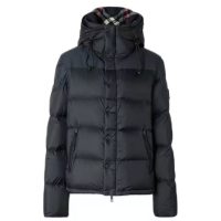 Burberry Hooded Puffer Jacket with Hood Navy Burberry Hooded Puffer Jacket with Hood Navy