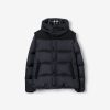 Burberry Hooded Puffer Jacket with Hood Blue Burberry Hooded Puffer Jacket with Hood Blue
