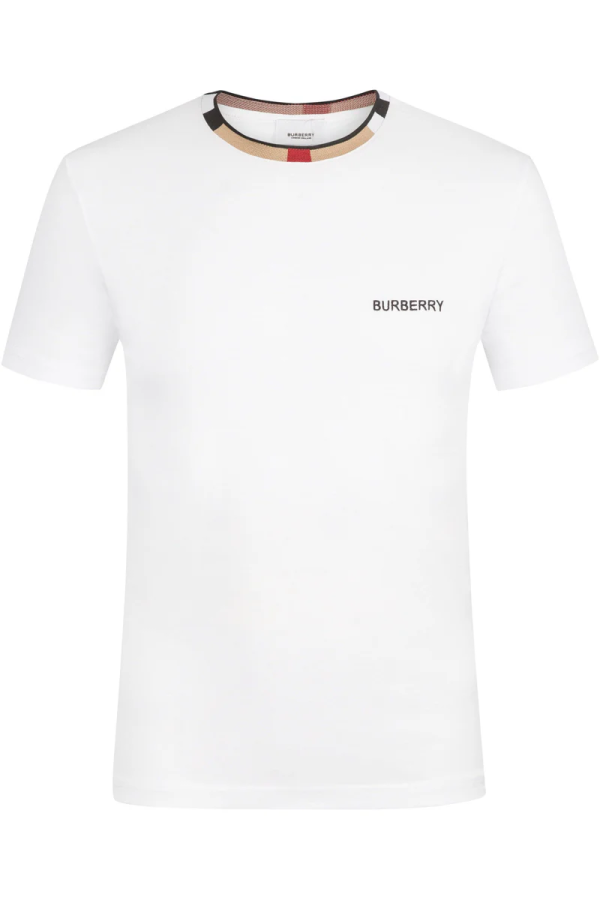 Burberry Icon Stripe Trim Cotton T-shirt White