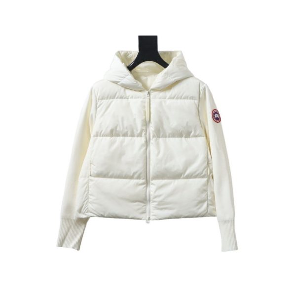 Canada goose Plaid Hooded Knitted Jacket White Canada goose Plaid Hooded Knitted Jacket White