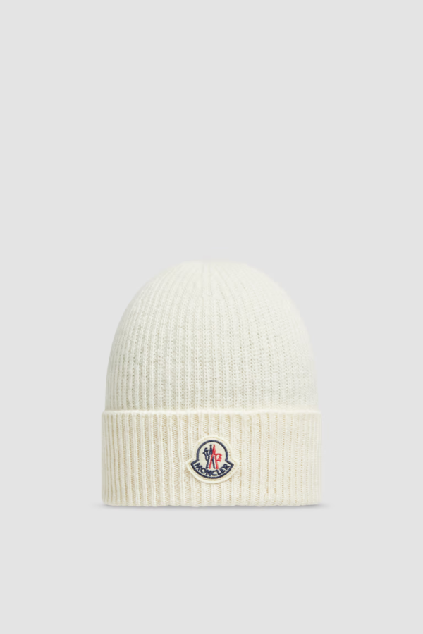 Moncler Cashmere & Wool Beanie White Moncler Cashmere & Wool Beanie White