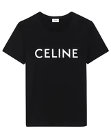 Celine Logo Print Cotton Short Sleeve T-shirt Black Celine Logo Print Cotton Short Sleeve T-shirt Black