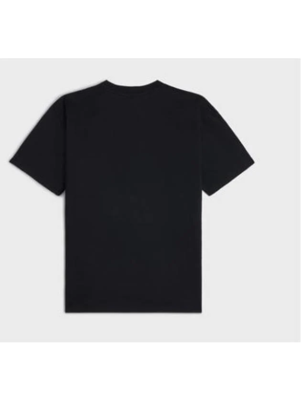 Celine Logo Print Cotton Short Sleeve T-shirt Black