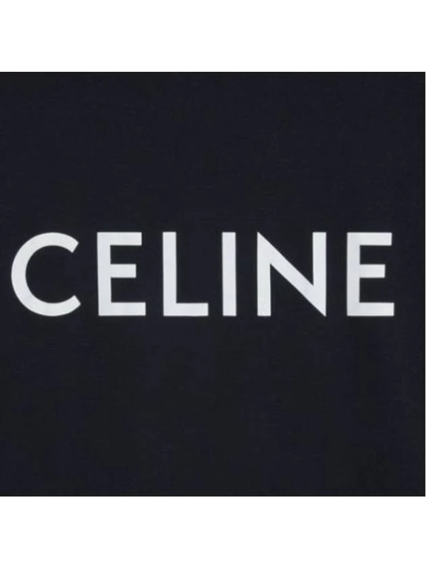 Celine Logo Print Cotton Short Sleeve T-shirt Black