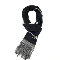 Chanel wool tassel scarf white and black Chanel wool tassel scarf white and black
