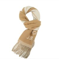 Chanel wool tassel scarf white brown Chanel wool tassel scarf white brown