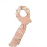 Chanel wool tassel scarf white pink Chanel wool tassel scarf white pink