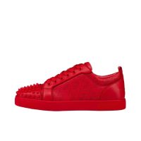 Christian Louboutin Louis Junior Spikes Cap Toe Leather Sneakers Red Christian Louboutin Louis Junior Spikes Cap Toe Leather Sneakers Red
