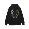 Chrome Hearts Cross Sanskrit Colorful Letters Embroidery Print Hoodie Black