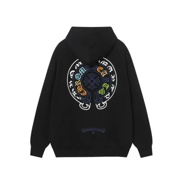 Chrome Hearts Cross Sanskrit Colorful Letters Embroidery Print Hoodie Black