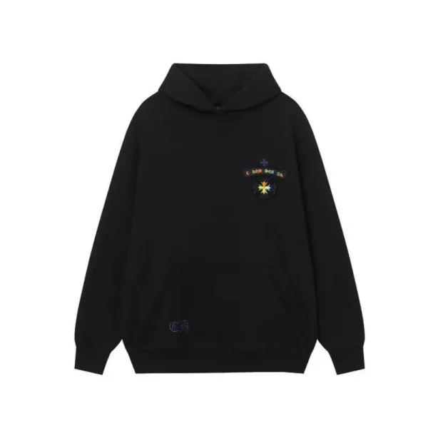 Chrome Hearts Cross Sanskrit Colorful Letters Embroidery Print Hoodie Black