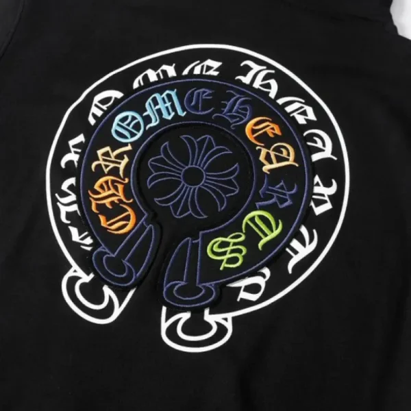 Chrome Hearts Cross Sanskrit Colorful Letters Embroidery Print Hoodie Black