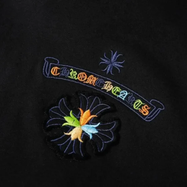 Chrome Hearts Cross Sanskrit Colorful Letters Embroidery Print Hoodie Black