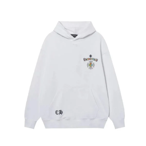chrome_hearts_cross_sanskrit_colorful_letters_embroidery_print_hoodie_white_1CF490188881A Chrome Hearts Cross Sanskrit Colorful Letters Embroidery Print Hoodie White