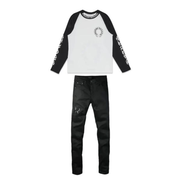 Chrome Hearts Horseshoe Baseball Shirt White/Black + Amiri Jeans PK 8918