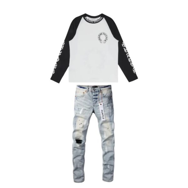 Chrome Hearts Horseshoe Baseball Shirt White/Black+Purple Brand Fashion Men Jeans 2 Chrome Hearts Horseshoe Baseball Shirt White/Black+Purple Brand Fashion Men Jeans 2
