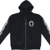 Chrome Hearts Horseshoe Floral Cross-Sleeve Zip Up Hoodie 'Black/White' Chrome Hearts Horseshoe Floral Cross-Sleeve Zip Up Hoodie 'Black/White'