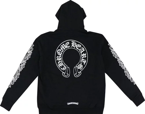 chrome_hearts_horseshoe_floral_cross_sleeve_zip_up_hoodie__black_white__1B44FAC990F1B Chrome Hearts Horseshoe Floral Cross-Sleeve Zip Up Hoodie 'Black/White'
