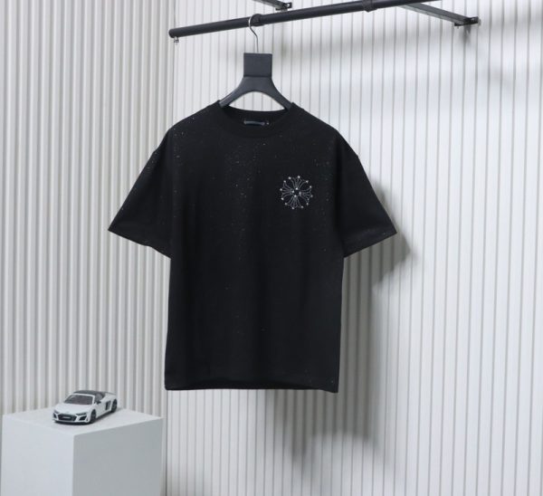 chrome_hearts_hot_diamond_logo_glitter_short_sleeve_black_1C42BFE8FBB15 Chrome Hearts Hot diamond logo glitter short sleeve black