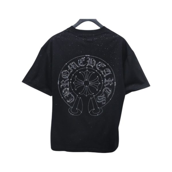 chrome_hearts_hot_diamond_logo_glitter_short_sleeve_black_1C42BFEAD731C Chrome Hearts Hot diamond logo glitter short sleeve black