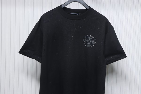 chrome_hearts_hot_diamond_logo_glitter_short_sleeve_black_1C42BFEBC6D1E Chrome Hearts Hot diamond logo glitter short sleeve black