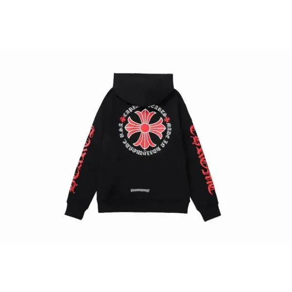 Chrome Hearts Made In Hollywood Plus Cross Zip Up Hoodie Black/Red
