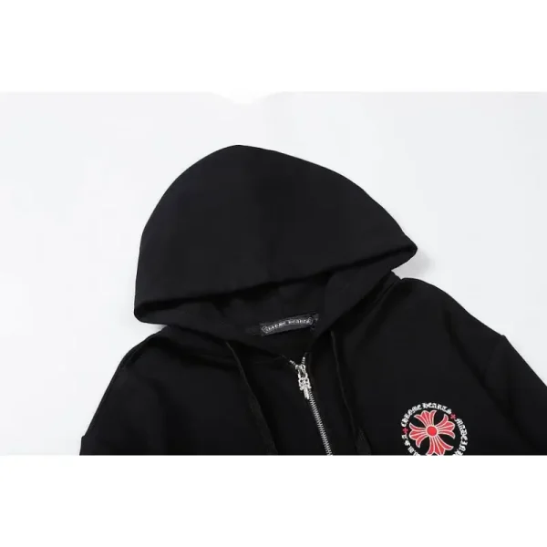 Chrome Hearts Made In Hollywood Plus Cross Zip Up Hoodie Black/Red