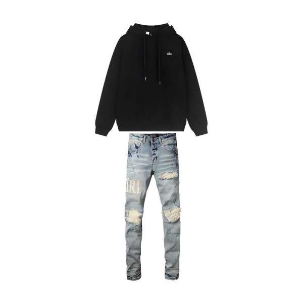 Alo Yoga Accolade Hoodie Black + Amiri Jeans PK 8905 Alo Yoga Accolade Hoodie Black + Amiri Jeans PK 8905