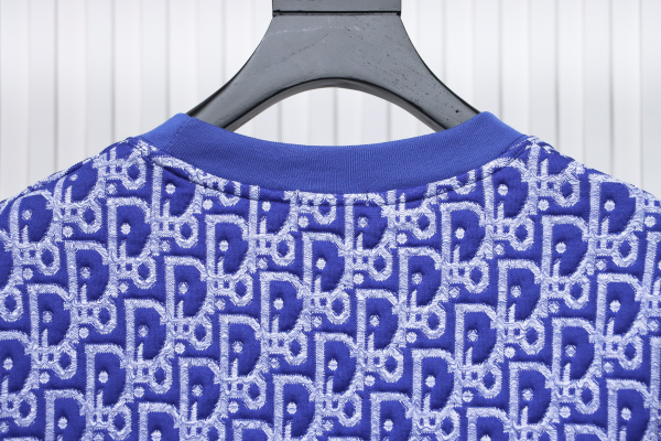 Dior Oblique Relaxed Fit T Shirt Terry Cotton Jersey Blue