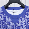 Dior Oblique Relaxed Fit T Shirt Terry Cotton Jersey Blue