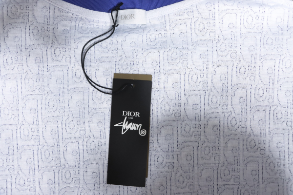 Dior Oblique Relaxed Fit T Shirt Terry Cotton Jersey Blue