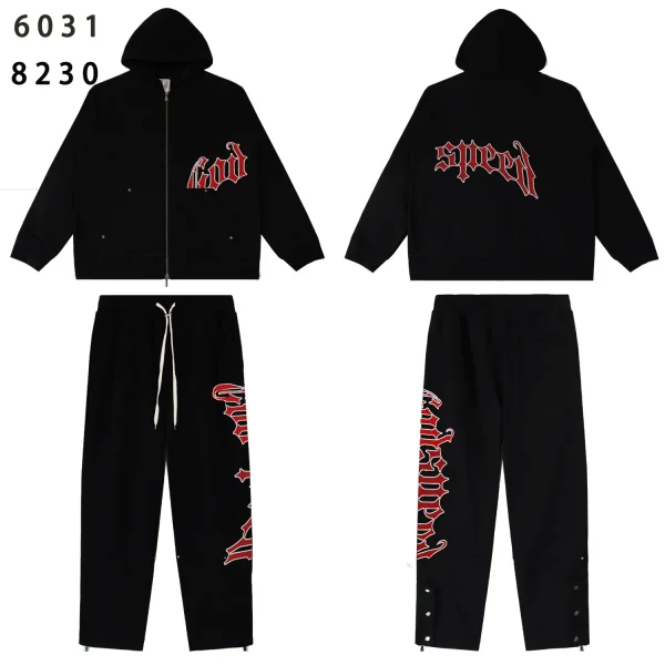 Godspeed OG Logo Black Sweatsuit G6031-8230 Red Letter Print Godspeed OG Logo Black Sweatsuit G6031-8230 Red Letter Print