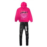 Sp5der P*NK Hoodie Pink + Purple Brand Fashion Men Jeans 6