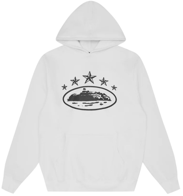 Corteiz 5 Starz Alcatraz Hoodie White Corteiz 5 Starz Alcatraz Hoodie White