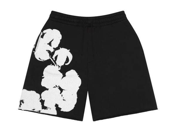 Denim Tears Big Cotton Wreath Sweat Shorts Black Denim Tears Big Cotton Wreath Sweat Shorts Black