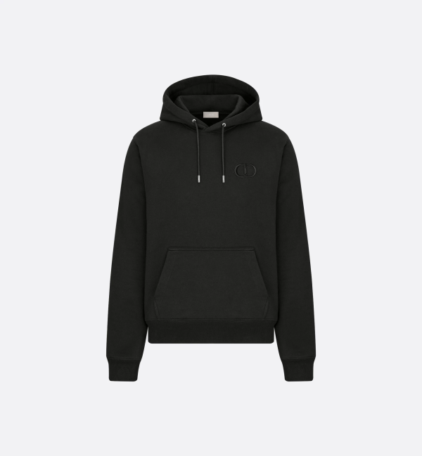 Dior CD Icon Hooded Sweatshirt Black Cotton Fleece