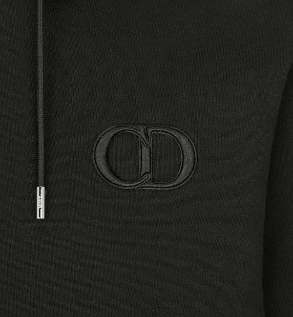 Dior CD Icon Hooded Sweatshirt Black Cotton Fleece