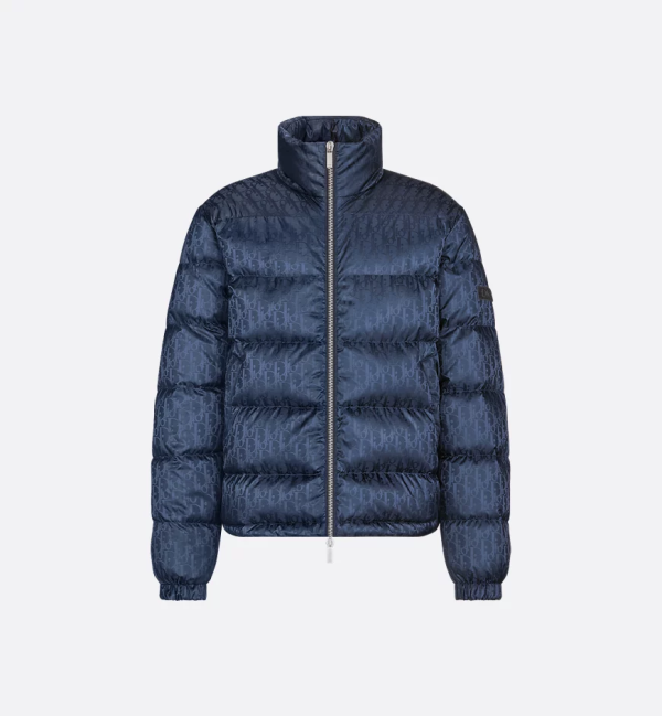Dior Oblique Down Jacket Navy Blue Technical Jacquard