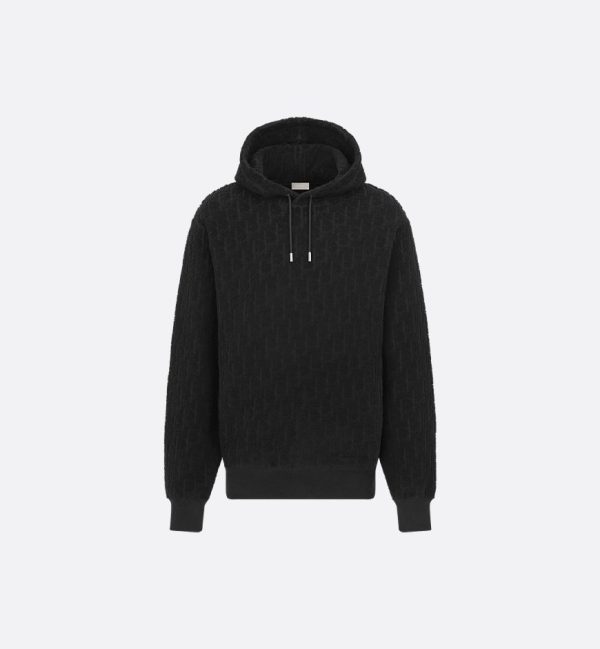 Dior Oblique Relaxed-Fit Hooded Sweatshirt Black Cotton Fleece